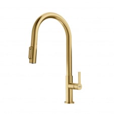 Смеситель Franke Maris Slim J Clear Water с вытяжным изливом, PVD золото (120.0736.601)