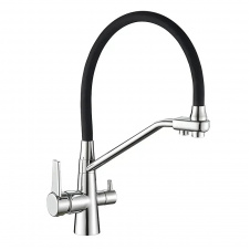 Змішувач для кухні Mixxus Premium Velis 021 Reflector Black на дві води чорний/хром (MI5928)