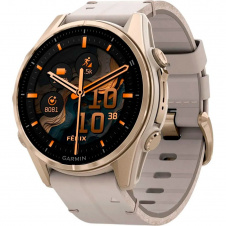 Смарт-годинник Garmin Fenix 8 AMOLED Sapphire 43мм Soft Gold з вапняковим шкіряним ремінцем (010-02903-40)