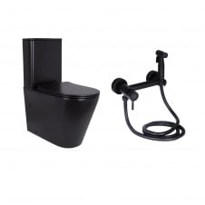 Комплект 2 в 1: напольный унитаз Qtap Scorpio + набор гигиенического душа Lidz Aria черный