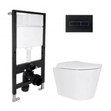 Інсталяція для унітазу 4 в 1 Qtap Standard + унітаз Qtap Scorpio ML Ultra Quiet 490x365x325, з лінійною панеллю змиву Black (QTSCOML26W4962251698)