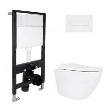 Інсталяція для унітазу 4 в 1 Qtap Standard + унітаз Qtap Robin ML Ultra Quiet 490x365x325, з лінійною панеллю змиву White (QTROBML26W4962151673)