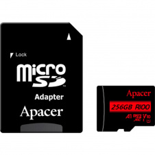 Карта памяти Apacer MicroSDXC R100 256GB Class 10 UHS-I/U1 + SD adapter (AP256GMCSX10UB-R)