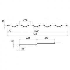 Металочерепиця Сталекс VALENCIA 400/20 0,50 мм PEMA (Acelor Mittal, Польща) Новомосковськ