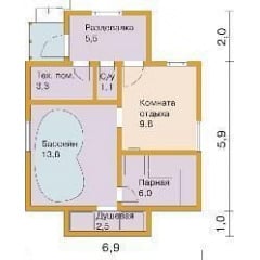 Проект бани из оцилиндрованного бревна 61 м2 Харьков