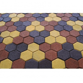 Тротуарная плитка Золотой Мандарин Сота на сером цементе 140х125х60 мм