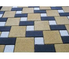 Тротуарная плитка Золотой Мандарин Квадрат на сером цементе 200х200х100 мм