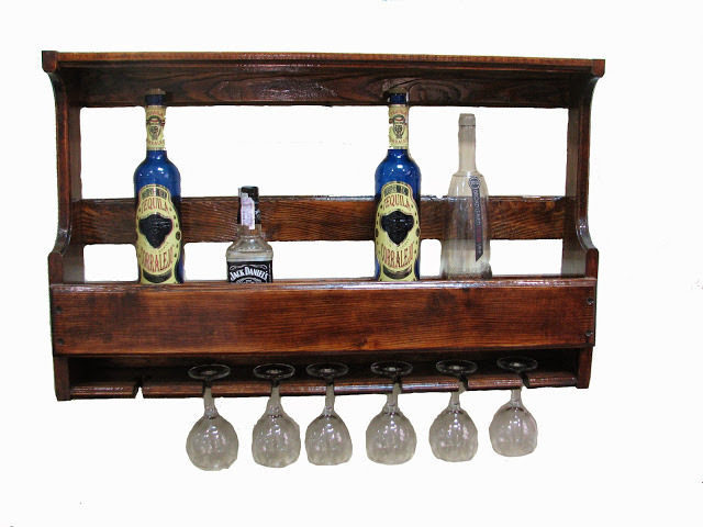 Деревянная полка для бутылок