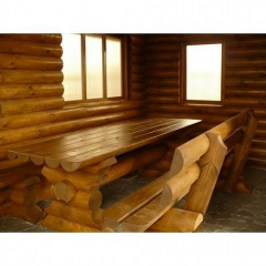 Деревянный стол с лавочкой для бани Запорожье