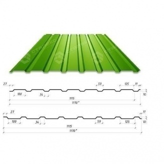 Профнастил Сталекс С-15 1170/1115 мм 0,45 мм PEMA Корея (Dongbu) (RAL6002/зеленый лист)