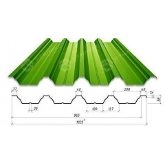 Профнастил Сталекс Н-60 1025/965 мм 0,65 мм РЕ Польща (Acelor Mittal) (RAL6002/зелений лист) Хмельницький