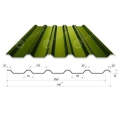 Профнастил Сталекс Н-33 1115/1060 мм 0,45 мм PEMA Корея (Dongbu) (RAL6020/хромово-зеленый) Полтава
