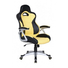 Кресло AMF Форсаж 1 PU черный 70x72x122 см желтые вставки Ивано-Франковск