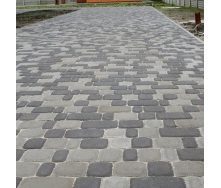 Тротуарная плитка Золотой Мандарин Старый город 120х60 мм черный на белом цементе