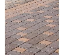 Тротуарная плитка Золотой Мандарин Старая площадь 160х40 мм коричневый на белом цементе