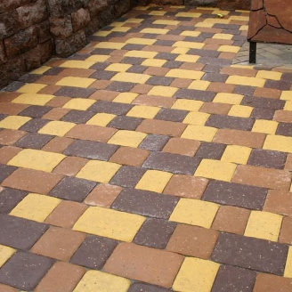 Тротуарна плитка Золотий Мандарин Стара площа 160х40 мм жовтий на сірому цементі