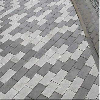 Тротуарная плитка Золотой Мандарин Кирпич без фаски 200х100х60 мм белый на сером цементе