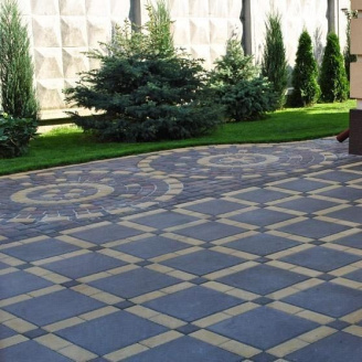 Тротуарная плитка Золотой Мандарин Плита 400х400х60 мм черный на белом цементе