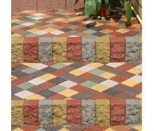 Тротуарная плитка Золотой Мандарин Квадрат малый 100х100х60 мм персиковый на белом цементе