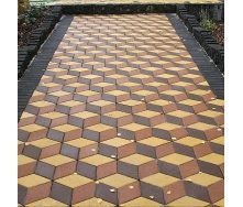 Тротуарна плитка Золотий Мандарин Ромб 150х150х60 мм коричневий на білому цементі