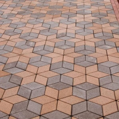 Тротуарна плитка Золотий Мандарин Ромб 150х150х60 мм на сірому цементі персиковий Чернівці