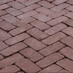 Тротуарная плитка Золотой Мандарин Кирпич Антик 200х100х60 мм на сером цементе бордовый Киев