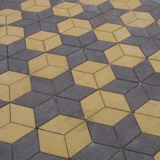 Тротуарна плитка Золотий Мандарин Ромб 150х150х60 мм жовтий на сірому цементі
