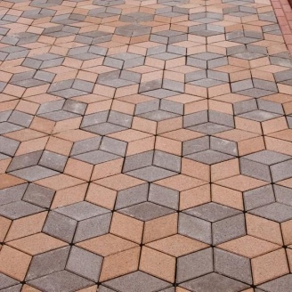 Тротуарная плитка Золотой Мандарин Ромб 150х150х60 мм персиковый на белом цементе