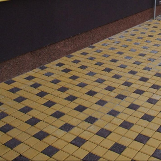 Тротуарна плитка Золотий Мандарин Квадрат малий 100х100х60 мм коричневий на білому цементі