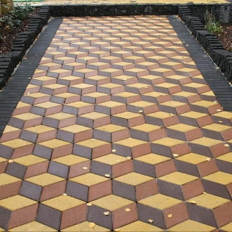 Тротуарна плитка Золотий Мандарин Ромб 150х150х60 мм коричневий на білому цементі