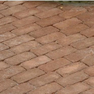 Тротуарная плитка Золотой Мандарин Кирпич Антик 200х100х60 мм персиковый на белом цементе
