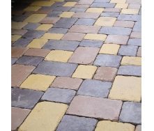 Тротуарная плитка Золотой Мандарин Плац Антик 160х60 мм персиковый на белом цементе