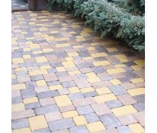Тротуарна плитка Золотий Мандарин Плац 160х60 мм жовтий на сірому цементі