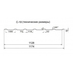 Профнастил Rauni C-18 1174/1128 мм 0,45 мм MAT Polyester SeAH Steel (Корея) RAL 3011 Кропивницький