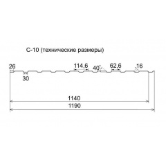 Профнастил Rauni C-10 1190/1140 мм 0,45 мм MAT Polyester SeAH Steel (Корея) RAL 9006 Чернігів