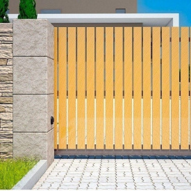 Розпашні ворота Alutech Elegant дерев'яна дошка