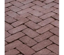 Тротуарна плитка Золотий Мандарин Цегла Антик 200х100х60 мм на сірому цементі бордовий