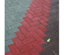 Тротуарна плитка Золотий Мандарин Цегла без фаски 200х100х60 мм на сірому цементі червоний