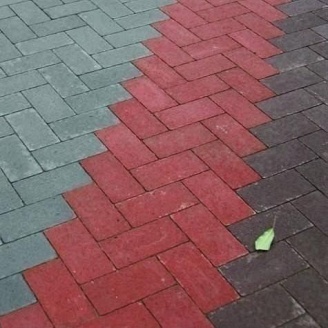 Тротуарна плитка Золотий Мандарин Цегла без фаски 200х100х60 мм на сірому цементі червоний