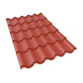 Металлочерепица Прушиньски Arad Classic PE 350 мм 1179х55 мм коралл
