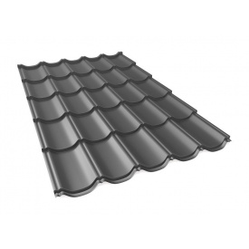 Металлочерепица Прушиньски Tur Classic purmat 350 мм 1197х50 мм графит