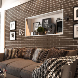 Керамическая плитка Golden Tile BrickStyle The Strand CRYSTAL 60х250 мм коричневый (087020)