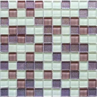 Стеклянная мозаика Керамик Полесье Glam White Lilac 300х300х6 мм