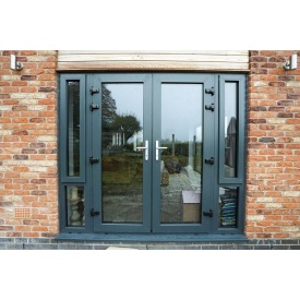 Енергозберігаючі двері вхідні з віконним блоком теплий алюміній HOFFMANN 70 2400x2100 см
