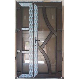 Вхідні двері двостулкові дверний профіль WDS Ultra 6 1230x2040 мм дуб монтана