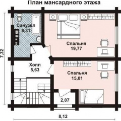 Дом деревянный из оцилиндрованного бревна 7х8 м Цумань