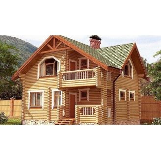 Дом деревяный из оцилиндрованного бревна 7х9 м