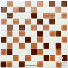 Стеклянная мозаика Котто Керамика GM 4037 C3 BROWN M BROWN W WHITE 300х300х4 мм Винница
