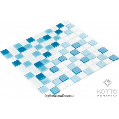 Скляна мозаїка Котто Кераміка GM 4039 C3 CERULEAN M CERULEAN W WHITE 300х300х4 мм Київ