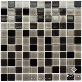 Стеклянная мозаика Котто Керамика GM 4008 C3 BLACK GRAY M GRAY W 300х300х4 мм